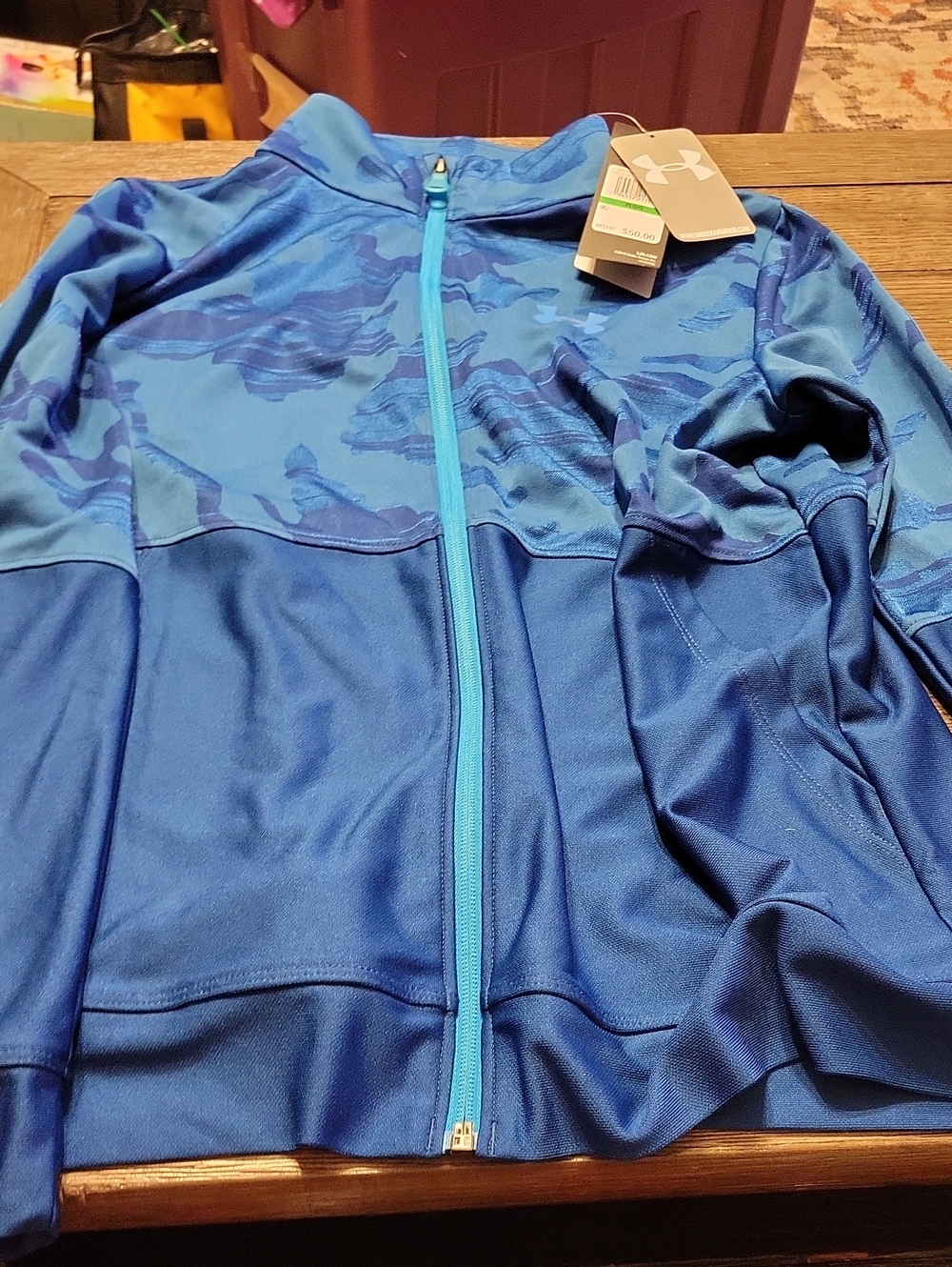 Under Armour Boys' Blue Camo-Accent Full-Zip Jacket